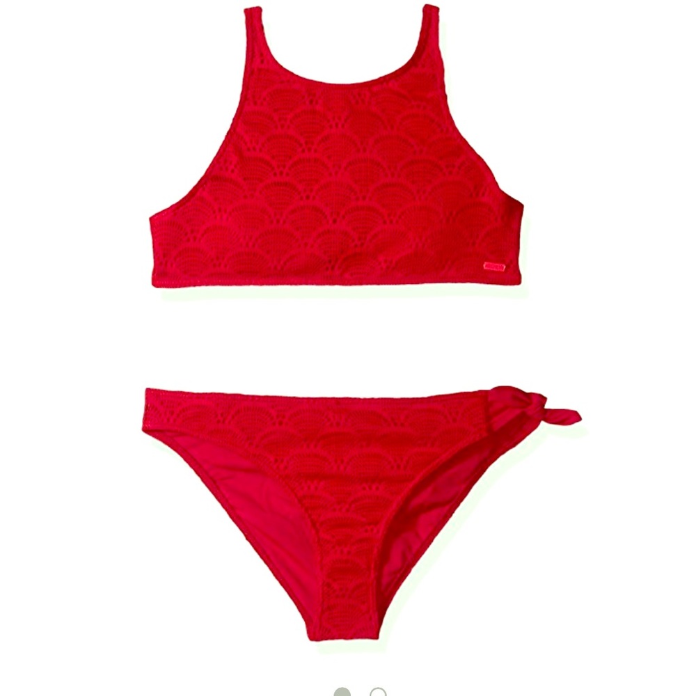 Roxy girls red lace bikini size 12 NWT